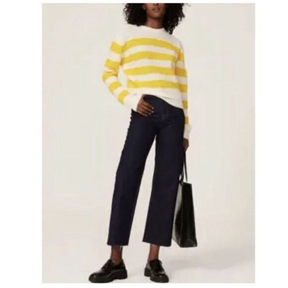 A.P.C. Lia Yellow-Stripe Pullover Sweater Sz M Alpaca-Wool-Blend Paris - Picture 8 of 8